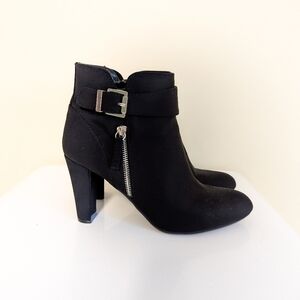 Unisa Black Heeled Booties with Silver Hardware